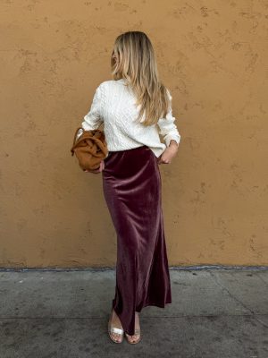 Mulberry Velvet Maxi Skirt