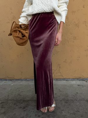 Mulberry Velvet Maxi Skirt