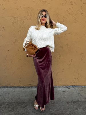 Mulberry Velvet Maxi Skirt
