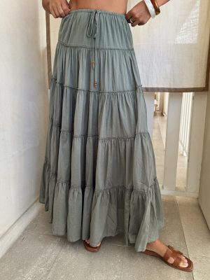 Short and Sweet Tiered Skirt in Olive