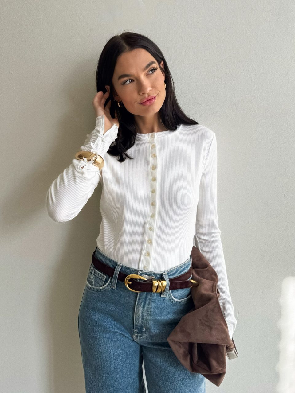 Calla Ribbed Top in White