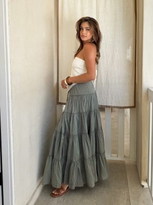 Short and Sweet Tiered Skirt in Olive