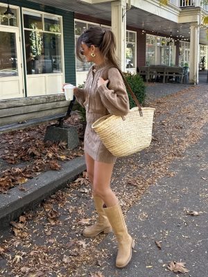 Arlo Cable Knit Mini Skirt in Latte