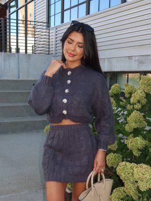 Arlo Cable Knit Mini Skirt in Charcoal